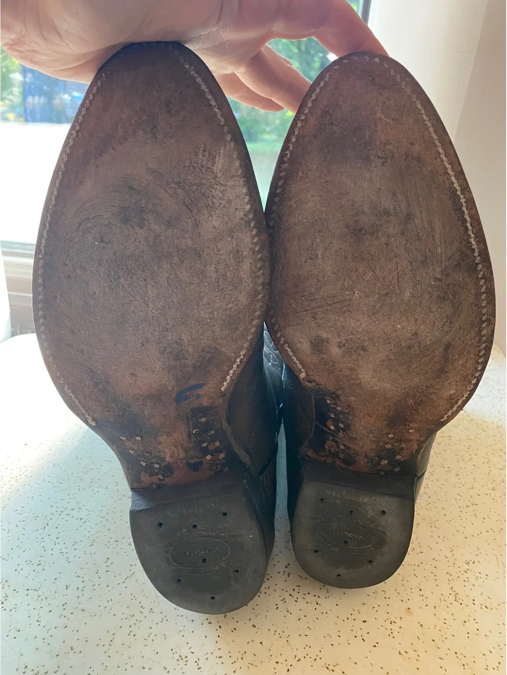 Nocona leather gray two tone pointed toe pull on cowboy boots 10D men’s vintage